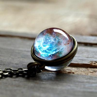 ' Double-sided glazen Globe zonne-kosmische sterrenhemel ketting Galaxy hanger