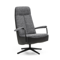 Draaifauteuil C-104 Donkerblauw Stof en Leer - thumbnail