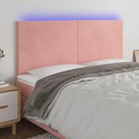 Hoofdbord LED 160x5x118/128 cm fluweel roze - thumbnail