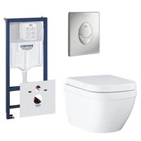 GROHE Euro toiletset compact met spoelrandloos en diepspoel inclusief inbouwreservoir en bedieningspaneel mat chroom 0729121/0729205/sw420164/ - thumbnail