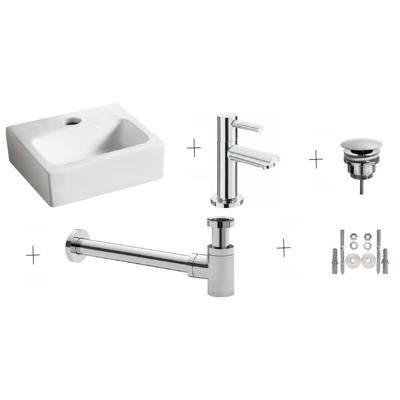 BWS Fontein One Pack Vierkant Wit Inclusief Toiletkraan Danu Chroom