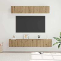 TV-kast set met plank Wandgemonteerd met opslag met de deur 5 pcs artisanaal eikenkleurig - thumbnail