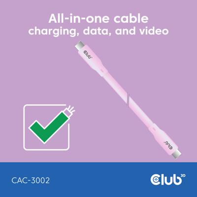 club3D CAC-3002 USB-C-kabel USB-C stekker 2.00 m Pink club3D CAC-3002 USB-C-kabel USB-C stekker 2.00 m Pink