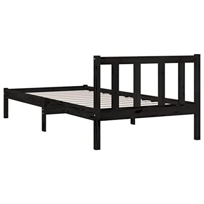 Bedframe massief grenenhout zwart 100x200 cm