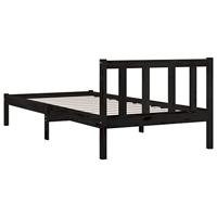 Bedframe massief grenenhout zwart 100x200 cm - thumbnail