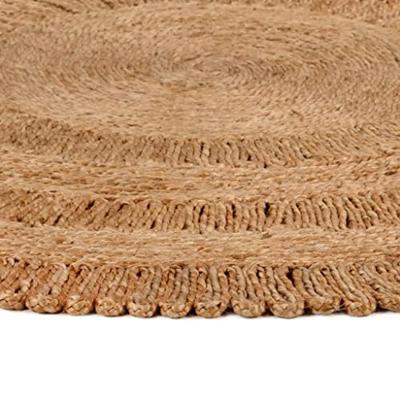 VidaXL Tapijt rond 150 cm gevlochten jute