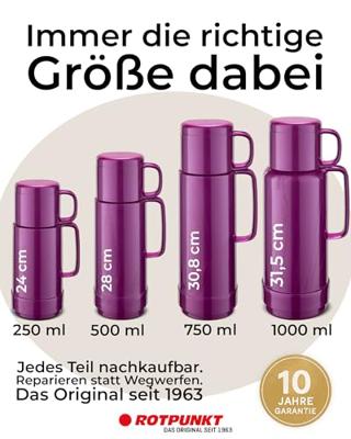 ROTPUNKT Glazen thermoskan, inhoud 0,750 l, glanzend druif (bisschopspaars)