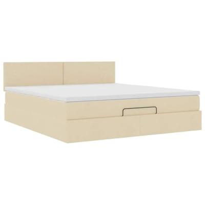 Ottoman bed met matras 180x200cm stof crèmekleurig