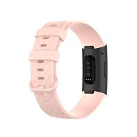Fitbit Charge 3 & 4 siliconen diamant pattern bandje - Maat: Small - licht roze - thumbnail