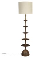 Dutchbone Vloerlamp 'Cath' Mangohout en linnen, 180cm - thumbnail