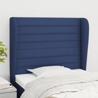 Hoofdbord met randen 83x23x118/128 cm stof blauw - thumbnail