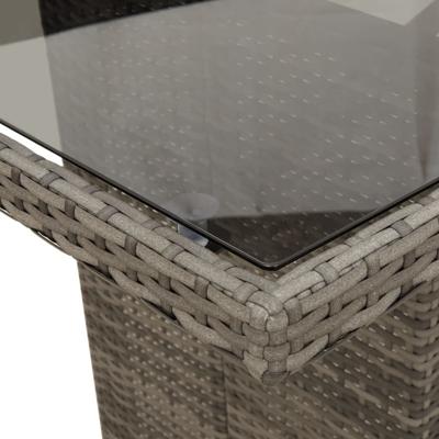 Tuintafel met glazen blad 190x80x75 cm poly rattan grijs - thumbnail