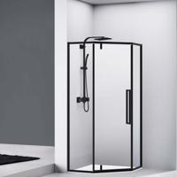 Douchecabine Van Rijn ST04 Vijfhoek Helder incl. Glasbehandeling Links of Rechts Draaiend 90x200 cm Mat Zwart - thumbnail