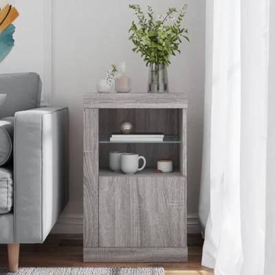 Bijzetkast met LED bewerkt hout grijs sonoma Bijzetkast met LED bewerkt hout grijs sonoma