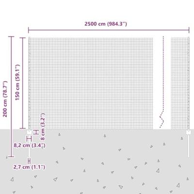 VidaXL Hek met paal grijs 1,5 x 25 m staal VidaXL Hek met paal grijs 1,5 x 25 m staal
