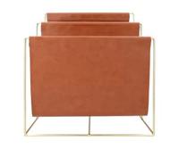 QUVIO Tijdschriftenrek van metaal en leer - Bruin met goud - thumbnail