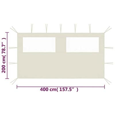 Prieelzijwand met ramen 4x2 m crèmekleurig