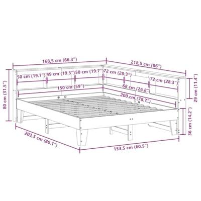Bed met boekenkast zonder matras grenenhout wit 150x200 cm
