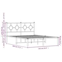 Bedframe met hoofdbord metaal zwart 135x190 cm - thumbnail