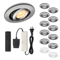 Set LED-inbouwspot met afstandsbediening Piccolo zilver 3W dimbaar IP44 1-12 stuks - thumbnail