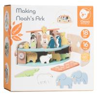 Classic World world houten noah&apos;s ark boot bouwset met dieren, 16dlg. - thumbnail
