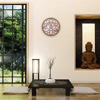 Wandklok 40 cm - Stil - Roze - Hout - "Lotus" - thumbnail