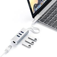 SATECHI Type-C 2-in-1 USB 3.0 Aluminium 3 Poort Hub Met Ethernet - Voor M2/ M1 Macbook Pro/Air, M2/ M1 iPad Pro/Air, M2 Mac Mini, iMac M1 (Zilver) - thumbnail