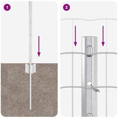 VidaXL Hek met paal zilver 0,4 x 25 m staal