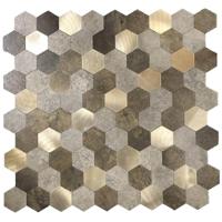 Zelfklevende Mozaïek Tegel - Afimera Mix Hexagon - Bruin/Koper - 288x280x4mm - thumbnail