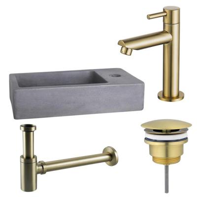 Fortifura Fuente fonteinset - 40x22x8cm - 1 kraangat - fonteinkraan messing geborsteld - beton SW696238/SW696208/SW696218/SW405221