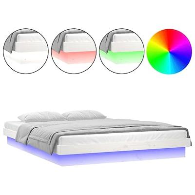 Bedframe LED massief hout wit 160x200 cm