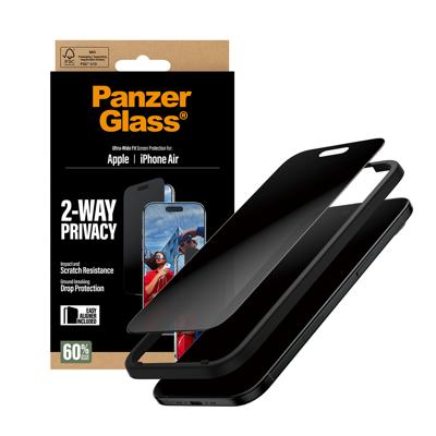PanzerGlass PG74944 Screenprotector (glas) met privacyfolie Apple Apple iPhone Air 1 stuk(s) Meekijkbescherming PanzerGlass PG74944 Screenprotector (glas) met privacyfolie Apple Apple iPhone Air 1 stuk(s) Meekijkbescherming