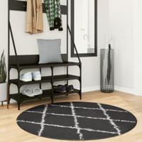 VidaXL Vloerkleed pamplona shaggy hoogpolig ø 120 cm zwart en crème - thumbnail