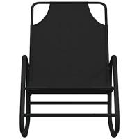 Ligstoelen 2 st schommelend staal en textileen zwart - thumbnail