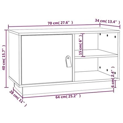 Tv-meubel 70x34x40 cm massief grenenhout zwart