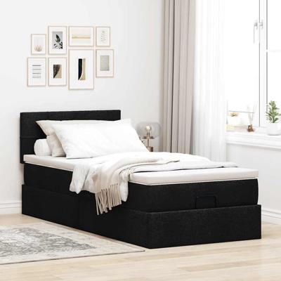 Bed met matras 100x200 cm stof zwart