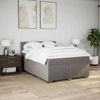 Boxspring met matras stof taupe 140x200 cm - thumbnail