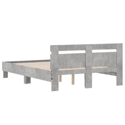Bedframe met hoofdeinde en LED betongrijs 120x190 cm