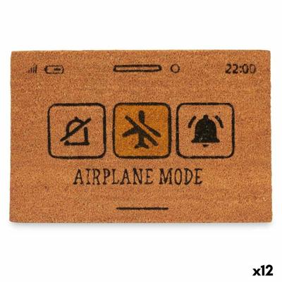Deurmat Gift Decor Airplane Mode Geel Zwart Natuurlijk PVC Kokosvezel 60 x 1 x 40 cm (12 Stuks)