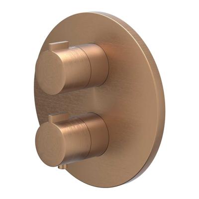 Afbouwdeel IVY Pact Inbouwthermostaat Stop-Omstel Met Rond Rozet Geborsteld Mat Koper PVD IVY Afbouwdeel IVY Pact Inbouwthermostaat Stop-Omstel Met Rond Rozet Geborsteld Mat Koper PVD IVY