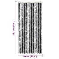 VidaXL Vliegengordijn 90x220 cm chenille grijs en zwart - thumbnail