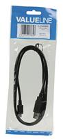 Valueline vlcp60500b10 usb 2.0 usb a male - usb micro b male kabel 1,00 m zwart - thumbnail