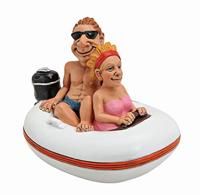 Spaarpot opblaasboot van poly, B16 x D11 x H12 cm - thumbnail