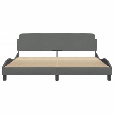 Bedframe met hoofdbord stof donkergrijs 180x200 cm Bedframe met hoofdbord stof donkergrijs 180x200 cm