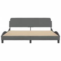 Bedframe met hoofdbord stof donkergrijs 180x200 cm - thumbnail
