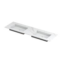 INK Post Wastafel Keramische Slab Envelop Bak Dubbel Zonder Kraangaten - 1600x450x10 mm - Calacatta Mat - thumbnail