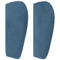 Hoofdbord met randen 163x23x118/128 cm fluweel donkerblauw - thumbnail