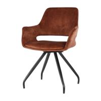 LivingFurn Eetkamerstoel 'Capp' Velvet, kleur Roest - thumbnail
