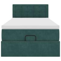 Ottoman bed met matras en LED's 90x190cm fluweel donkergroen - thumbnail