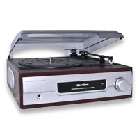 Karcher Platenspeler met ingebouwde stereo-luidsprekers, vinyl platenspeler, line-out, hoofdtelefoonaansluiting, 2 snelheden, nostalgie retro turntafel, KA 8050 zilver - thumbnail